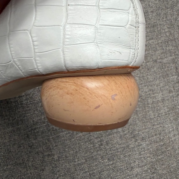 Jeffrey Campbell Viona Loafer White Croc with Wooden Heel - Picture 5 of 15